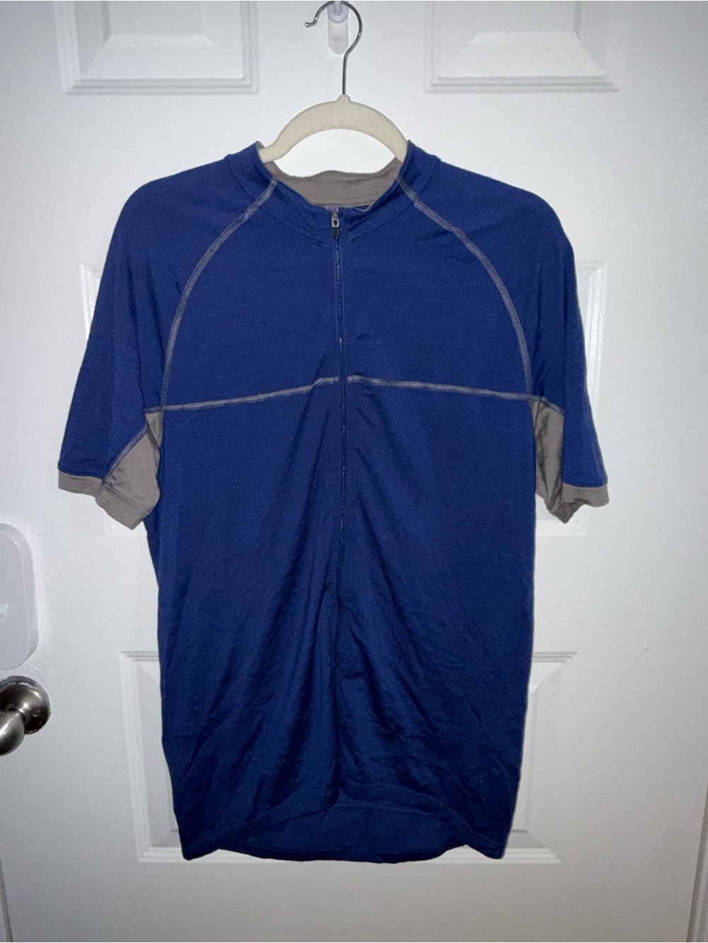 Ibex Merino Wool Cycling Jersey Men’s XL Blue Gray Full Zip USA Made Bike